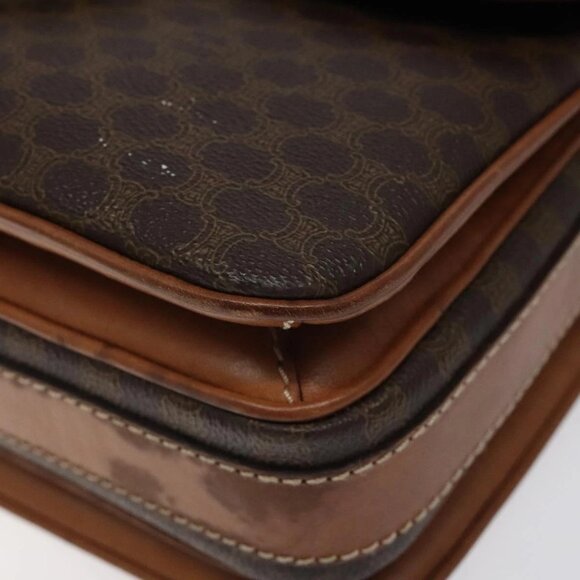 CELINE Macadam Canvas Shoulder Bag PVC Leather Brown Gold Auth 116316 - Picture 4 of 16